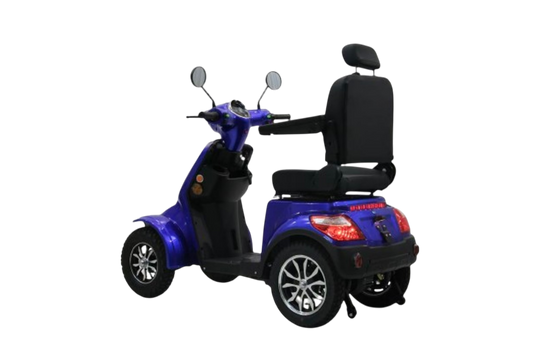 Blå 4-hjulet elscooter – Kraftig 1000W mobilitetsscooter med lang rækkevidde