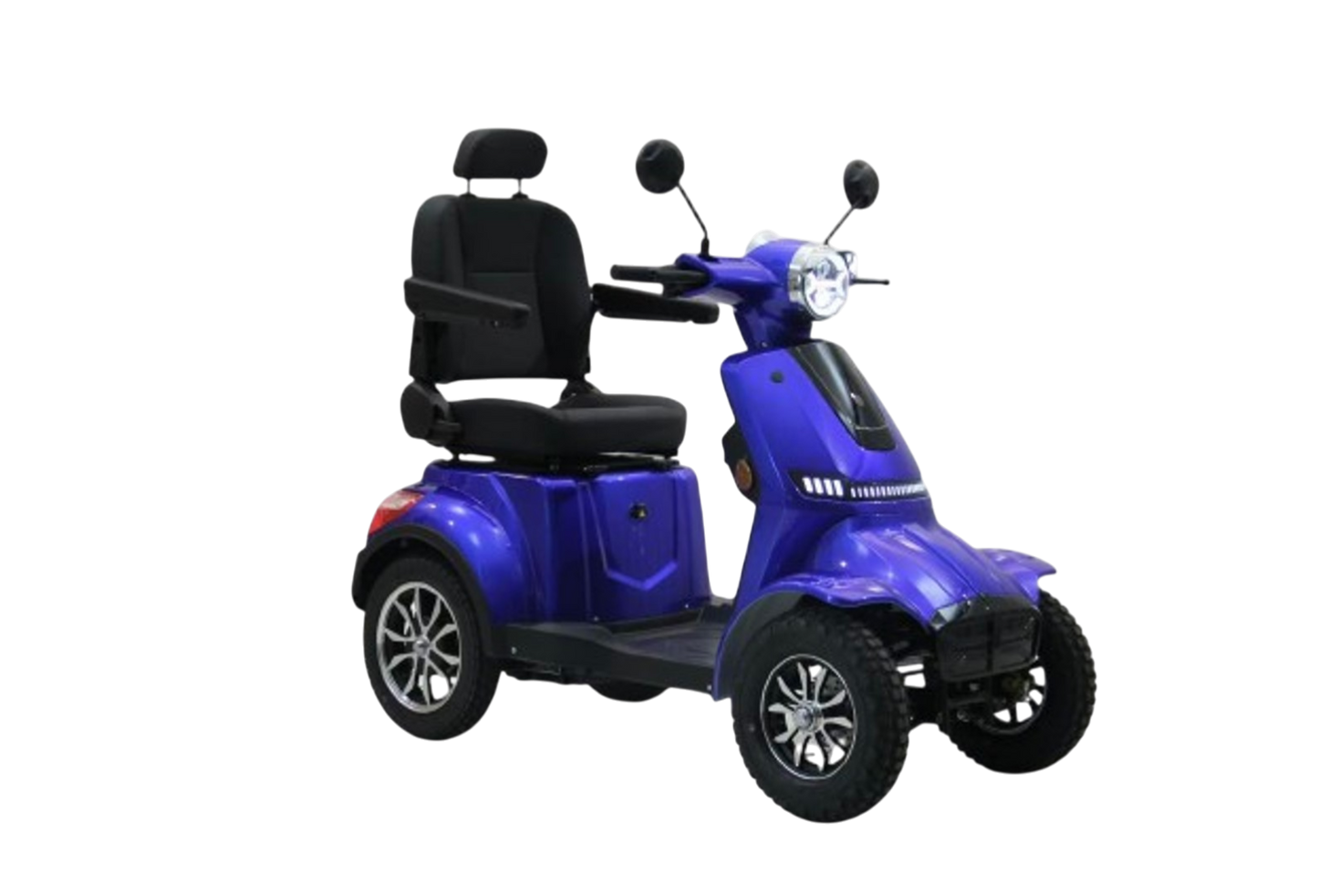 Blå 4-hjulet elscooter – Kraftig 1000W mobilitetsscooter med lang rækkevidde