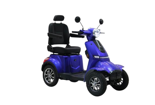 Blå 4-hjulet elscooter – Kraftig 1000W mobilitetsscooter med lang rækkevidde