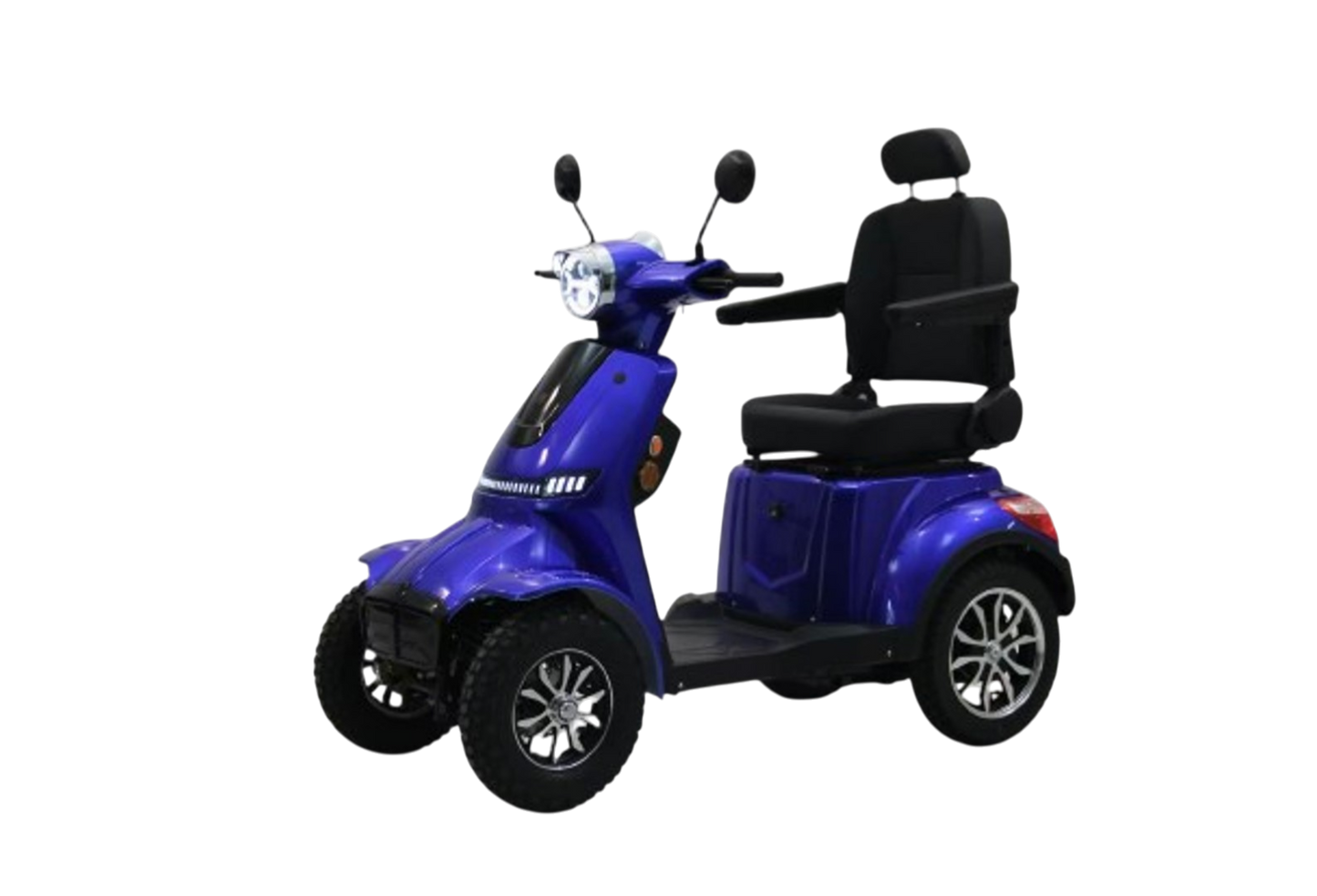 Blå 4-hjulet elscooter – Kraftig 1000W mobilitetsscooter med lang rækkevidde