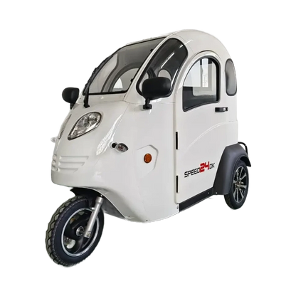 GreenCab Kabinescooter Hvid – Enkel Batteri | Op til 60 km & Uden Kørekort