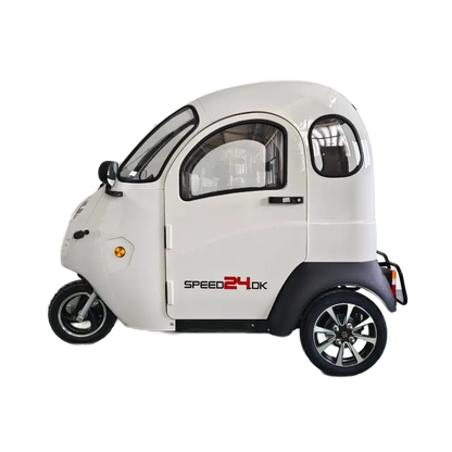 GreenCab Kabinescooter Hvid – Enkel Batteri | Op til 60 km & Uden Kørekort